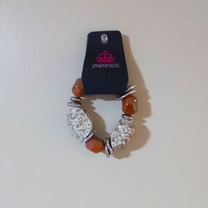 Paparazzi Silver and Orange Beaded Bracelet